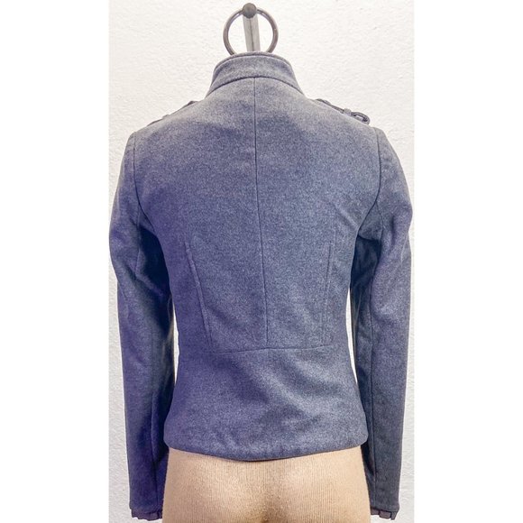 NWT Wool Military Blazer Style High Collar Gray Button GAP Jacket - Picture 3 of 7